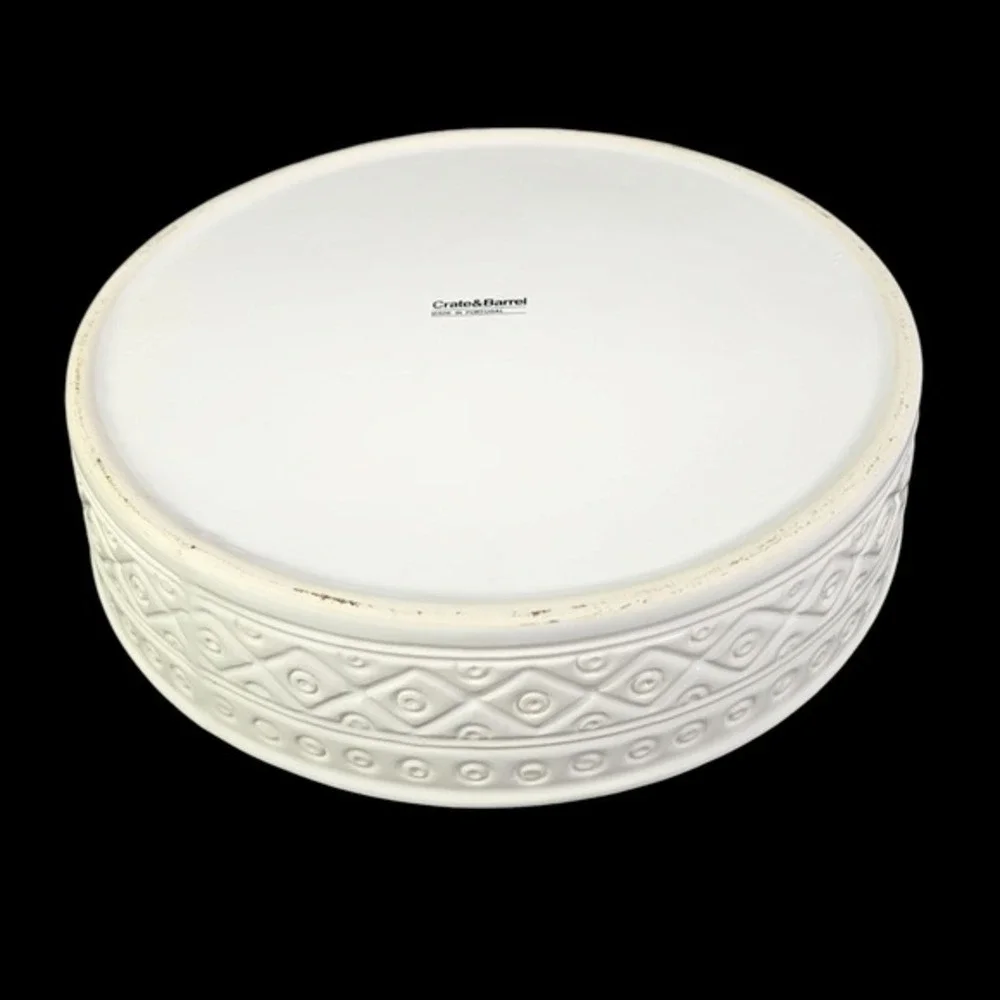 Crate and Barrel Tiago Covered Dish‎ Tortilla Server Blue Lid Portugal Ceramic